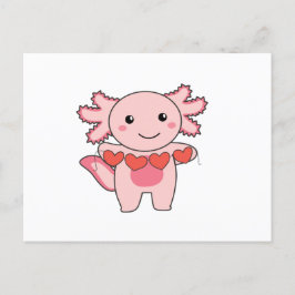 Postal Festiva Ajolote para el día de San Valentín Animales Adora
