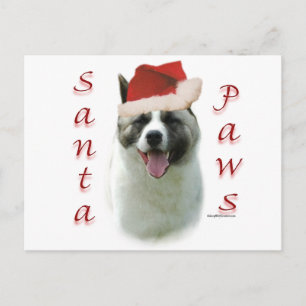 Postal Festiva Akita Santa Paws