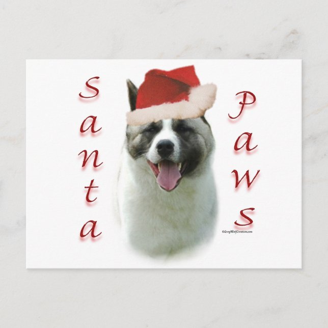Postal Festiva Akita Santa Paws (Anverso)