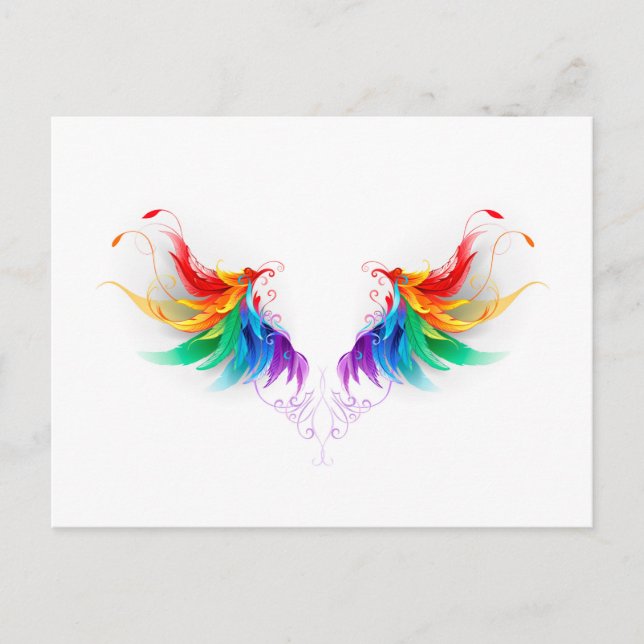 Postal Festiva Alas del arco iris fluidas (Anverso)