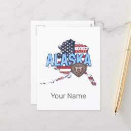 Postal Festiva Alaska State Estados Unidos Map Vintage USA