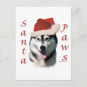 Postal Festiva Alaskan Malamute Santa Paws