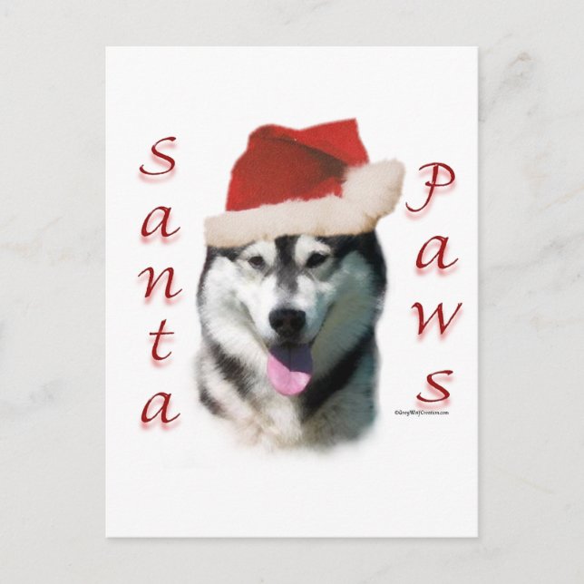 Postal Festiva Alaskan Malamute Santa Paws (Anverso)