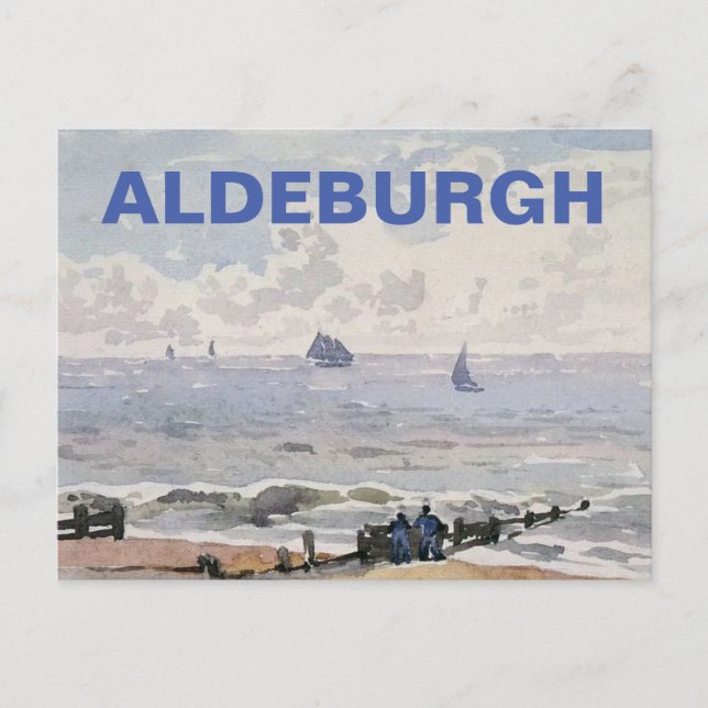 Postal Festiva Aldeburgh, Suffolk - Beach & Ships Blue (Anverso)