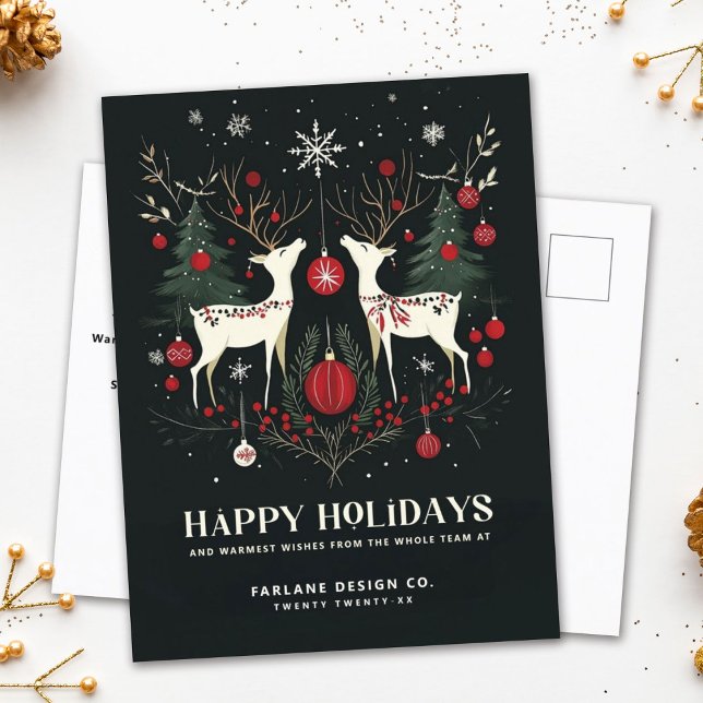 Postal Festiva Alegre y cálido negocio de Navidades escandinavos (Subido por el creador)