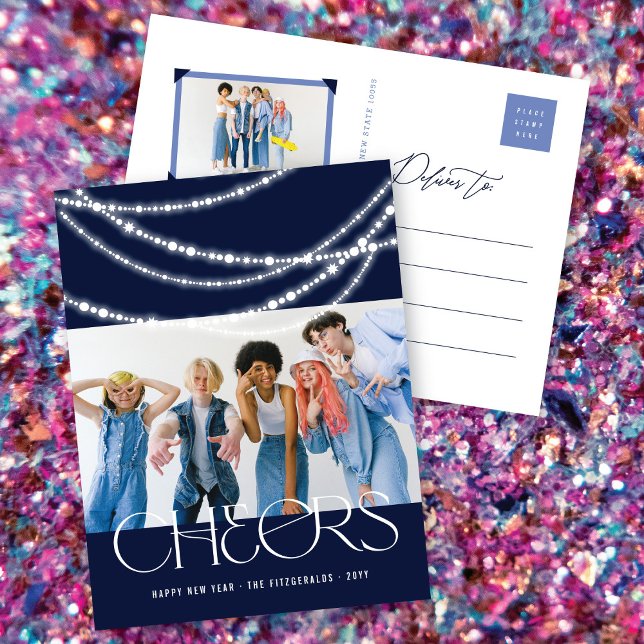 Postal Festiva Alegres De Año Nuevo Iluminan Elegante Foto (Subido por el creador)