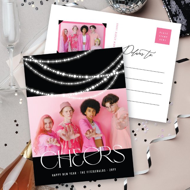 Postal Festiva Alegres De Año Nuevo Iluminan Elegante Foto (Subido por el creador)