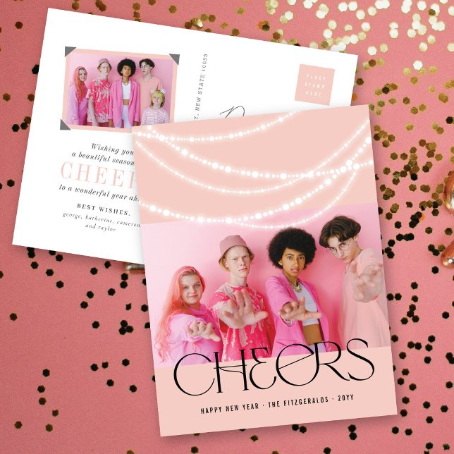 Postal Festiva Alegres De Año Nuevo Iluminan Elegante Foto (Subido por el creador)