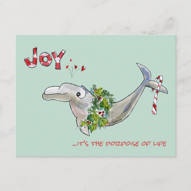 Postal Festiva Alegres Navidades Dolphin Porpoise of Life (Anverso)