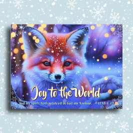 Postal Festiva Alegría Al Mundo KJV Biblia Fox Navidades Cristian