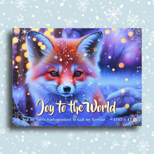 Postal Festiva Alegría Al Mundo KJV Biblia Fox Navidades Cristian