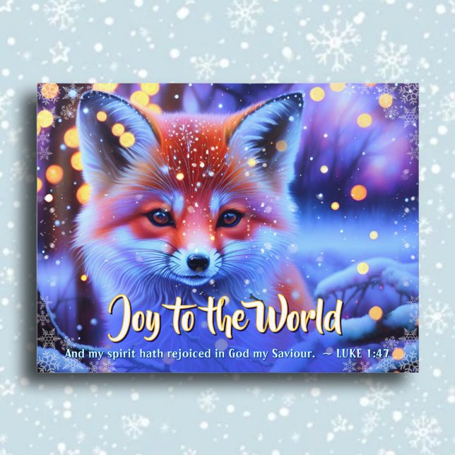 Postal Festiva Alegría Al Mundo KJV Biblia Fox Navidades Cristian (Subido por el creador)