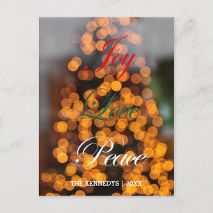 Postal Festiva Alegría, amor, paz - Resumen de las luces en el 