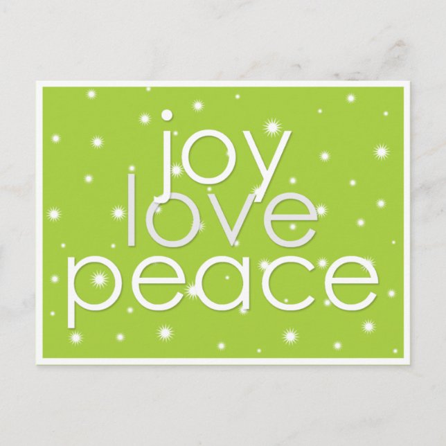 Postal Festiva Alegría Amor Paz Verde Fiesta (Anverso)