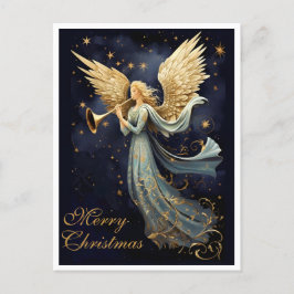 Postal Festiva Alegría celestial en los Navidades del Ángel Azul