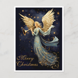 Postal Festiva Alegría celestial en los Navidades del Ángel Azul