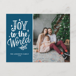Postal Festiva Alegría Para Los Navidades Del Mundo Foto Azul Car