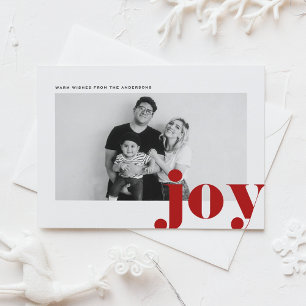 Postal Festiva Alegría roja negrita tipografía Navidades modernos
