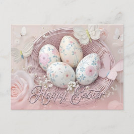 Postal Festiva Alegría suave de Pascua con motivos florales