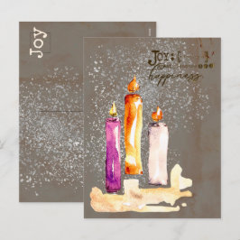 Postal Festiva ¡Alegría! Trío de Velas Acuarela Destello