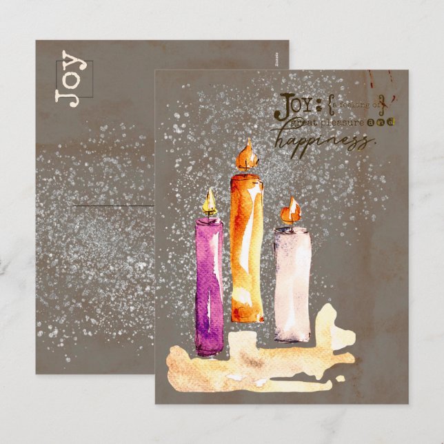 Postal Festiva ¡Alegría! Trio de Velas de la Esparkle de la Acuar (Anverso / Reverso)