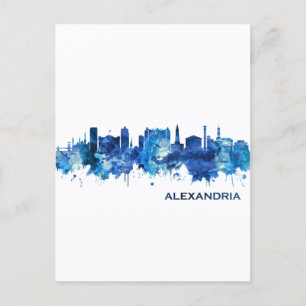 Postal Festiva Alexandria Egipto Skyline Blue