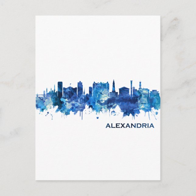 Postal Festiva Alexandria Egipto Skyline Blue (Anverso)