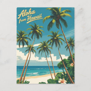 Postal Festiva Aloha de viajes hawaianos de estilo vintage desde 