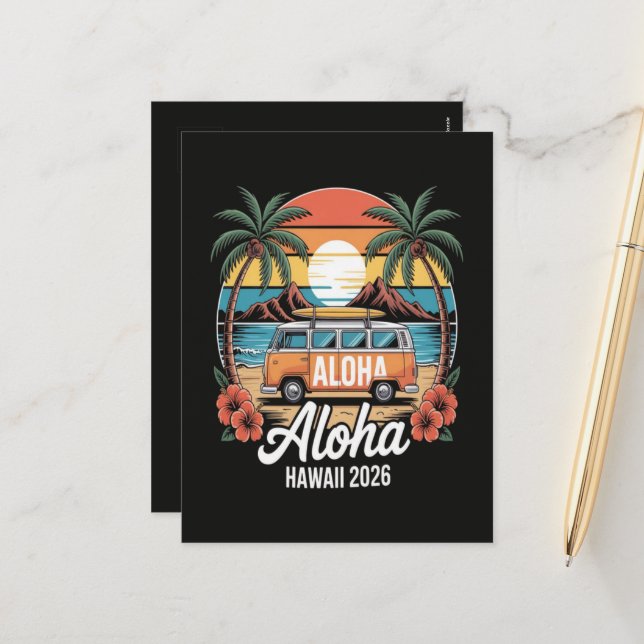 Postal Festiva Aloha Hawái 2026 (Anverso/Reverso In Situ)