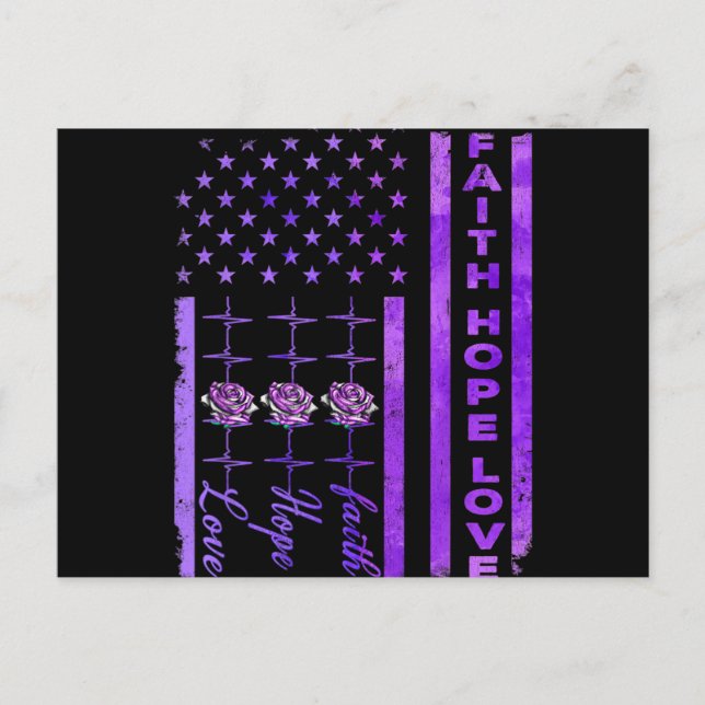Postal Festiva Alzheimers Conciencia Fe Esperanza Amor Púrpura (Anverso)