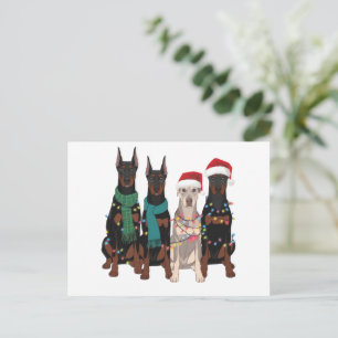 Postal Festiva Amante de Doberman en Navidad, mamá perruna, día f
