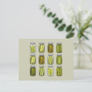 Postal Festiva Amante de Pickles Frasco de Pickles Enlatados Vint
