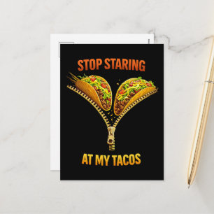 Postal Festiva Amante de Tacos Divertido Deja de Mirar