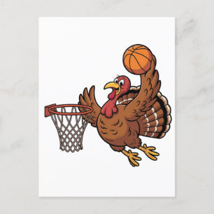 Postal Festiva Amante del deporte de baloncesto de pavo en acción