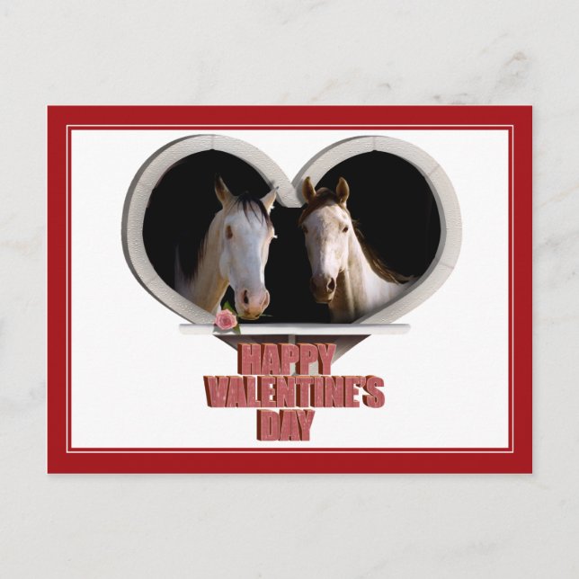 Postal Festiva Amantes del caballo Valentine (Anverso)