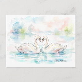 Postal Festiva Amantes del cisne - Día de San Valentín