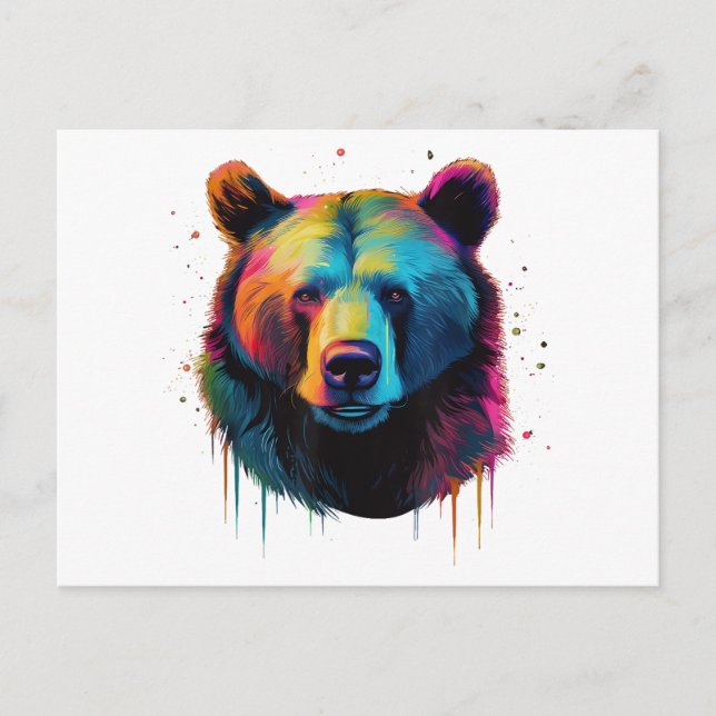Postal Festiva Amantes del oso pardo arte pop Gran oso pardo (Anverso)