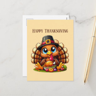 Postal Festiva Amantes del pavo felíz día de acción de gracias