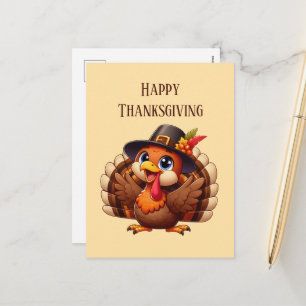 Postal Festiva Amantes del pavo felíz día de acción de gracias