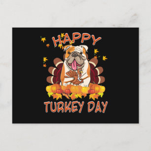 Postal Festiva Amantes del perro Feliz Día de Turquía Bulldog gr