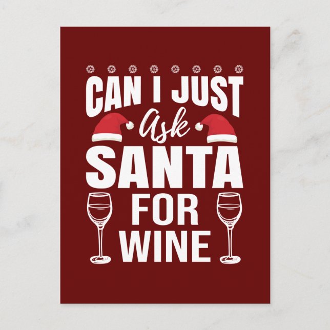 Postal Festiva amantes del vino de Navidades divertidos (Anverso)