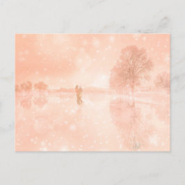 Postal Festiva Amantes en un estanque congelado