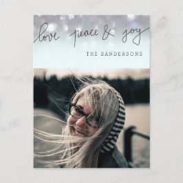 Postal Festiva Amar La Paz Y Alegrar El Guión De Bokeh Foto Moder