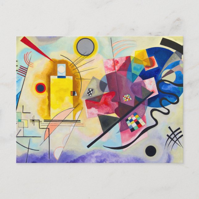 Postal Festiva Amarillo-Rojo-Azul de Kandinsky (Anverso)