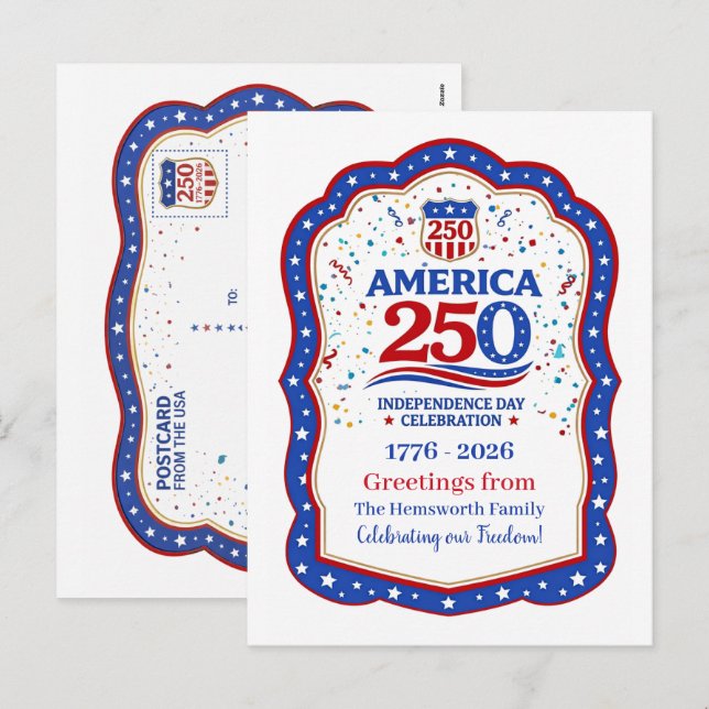 Postal Festiva America 250 Anniversary Commemorative Personalised (Anverso / Reverso)