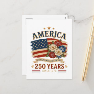 Postal Festiva América 250 años desde 1776 Bandera floral patriót