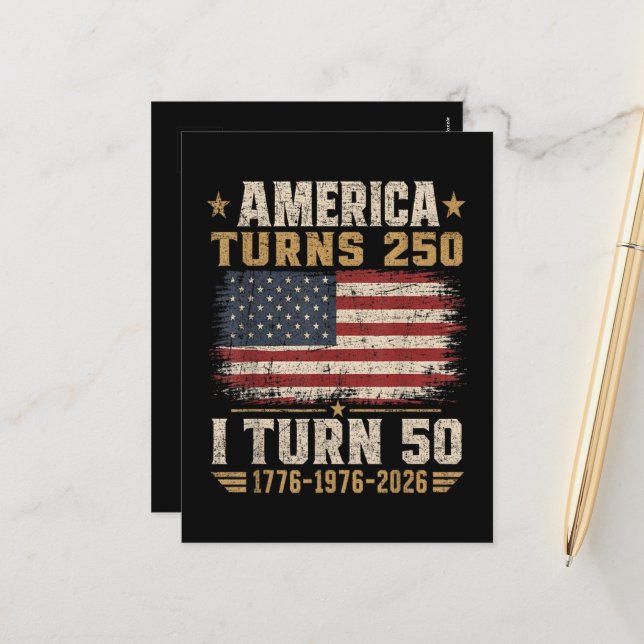 Postal Festiva América Cumple 250 Yo Cumplo 50 (Anverso/Reverso In Situ)