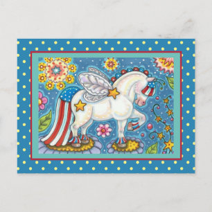 POSTAL FESTIVA AMERICANA WHIMSYNICKER PATRIOTIC PONY BONITO