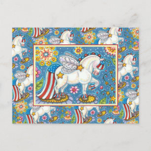 POSTAL FESTIVA AMERICANA WHIMSYNICKER PATRIOTIC PONY BONITO