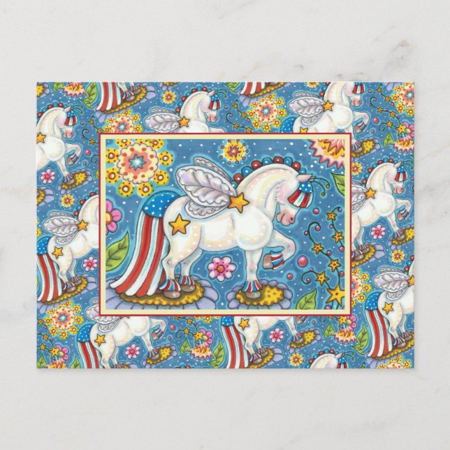 POSTAL FESTIVA AMERICANA WHIMSYNICKER PATRIOTIC PONY BONITO (Anverso)